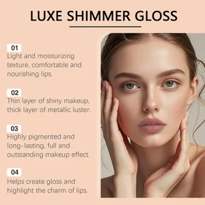 Close-up of hydrating shimmer lip gloss on model highlighting gloss and pigment