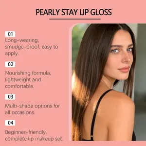 Professional model showing natural glossy lip makeup with Pearly Stay Lip Gloss benefits.