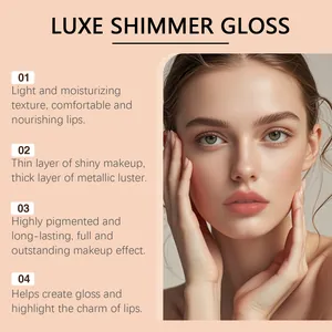Moisturizing shimmer lip gloss with natural orange-red finish for shiny lips