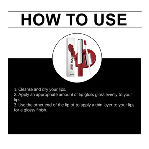 Step-by-step instructions for applying the 2-in-1 plum red glossy lip gloss