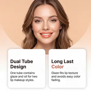 Detalle del brillo de labios de doble tubo coral para un color de larga duración