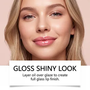 Close-up van de ultra-glanzende glasafwerking van de langdurige 2-in-1 lipgloss