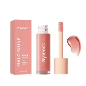 Professional Zephoco hydrating shimmer lip gloss in nude pink with long-lasting luminous finish