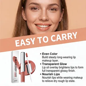 Detail des 2-in-1 Nude Orange Lipgloss mit glänzendem Finish und pflegender Textur