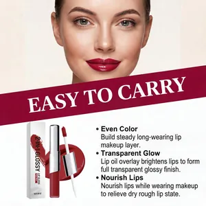 2-in-1 hydrating plum red lip gloss for long-wearing glossy finish and nourishment.