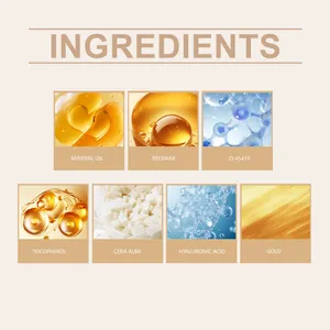 Lista degli ingredienti del balsamo labbra con foglia d'oro, cera d'api e acido ialuronico