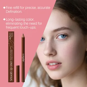 Nahaufnahme des wasserfesten braunen Lippenkonturenstifts von zephoco mit Make-up-Model
