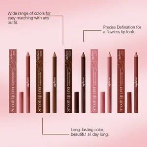 Professionelle Detailansicht der wasserfesten Zephoco Lipliner in fünf eleganten Farben