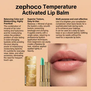 Vista detallada del bálsamo labial zephoco activado por calor para labios coloridos.