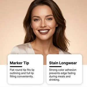 Detail des langlebigen matten Lippenkonturenstifts in Kakao auf einem Model