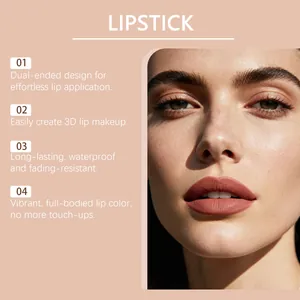 Model met levendige matte lippenstift met langdurige en waterproof finish