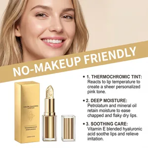 Detailansicht des farbwechselnden Goldflocken-Lippenstifts mit Feuchtigkeitsformel