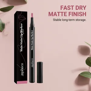Detailansicht des Zephoco pinken Lippenmarkers und der Box mit mattem Finish