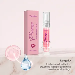 Viareline Plump Lippen-Booster Verpackung und Produktdetails für langanhaltendes Make-up.