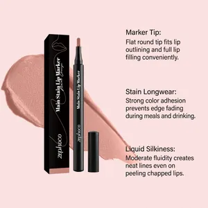 Detailansicht des zephoco matten Lippenstift-Markers in Nude Orange mit Farbmuster-Textur.
