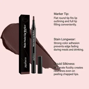 Zephoco Cocoa Lip Marker Detailansicht mit flacher runder Spitze für präzise Lippen