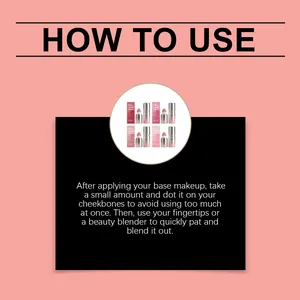 Instructional guide explaining how to apply Zephoco Silky Liquid Blush for a natural look