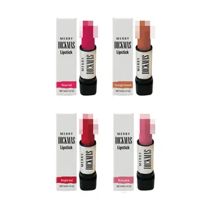 Merry Dickmas novelty lippenstift set met vier matte tinten voor leuke kerstcadeaus