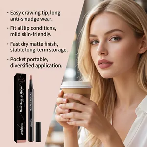 Professionelle Detailansicht von Zephoco mattem Lippenstift in Nude Orange auf Lippen