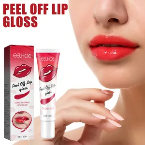 EELHOE Abziehbarer Lippengloss Kirschrot Langanhaltend Matt Wasserdicht Lippenfarbe Für Frauen Lippenstift Make-up Kosmetik