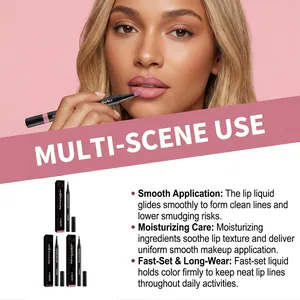 Nahaufnahme der Zephoco-Lippenmarker-Anwendung mit Details und verschiedenen Nuancen