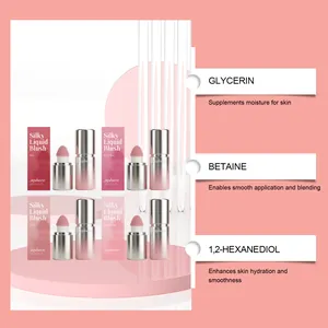 Zephoco Silky Liquid Blush detail highlighting hydrating ingredients like Glycerin.