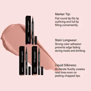 Detail des matten, langanhaltenden Zephoco Lippenstifts mit flacher Spitze und Textur