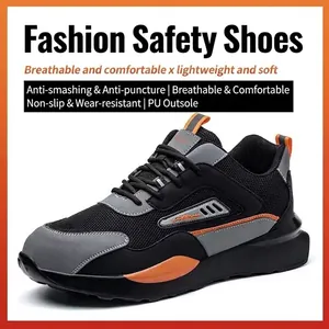 Vista detallada de zapato de seguridad transpirable con punta de acero anti-aplastamiento