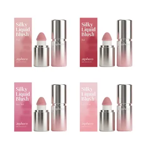Zephoco 4-color silky liquid blush set with moisturizing formula and sponge applicator