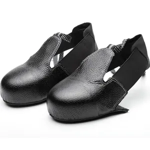 Surchaussures de sécurité à embout d'acier en cuir noir pour visiteurs industriels