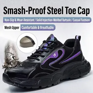 Zapatos de seguridad transpirables para hombre con puntera de acero y suela fina