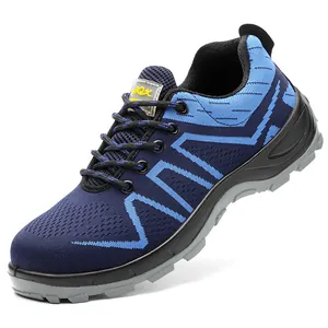 Breathable Safety Shoes For Men Women Flyknit Work Shoes Anti-Smash Puncture-Resistant Steel Toe Industrial Protective Footwear PU Sole