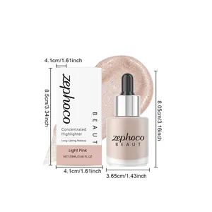 Detaillierte Größenangaben für den zephoco Light Pink konzentrierten Highlighter