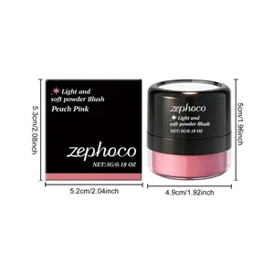 zephoco fard in polvere morbida pesca rosa dimensioni e dettagli della confezione del prodotto