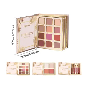 Comprehensive makeup palette dimensions showing eyeshadow, blush, and lipstick layers