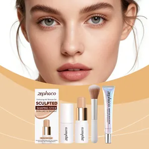 Kit de contorno Zephoco con barra esculpidora, crema para piel sensible y pincel pro