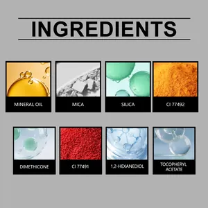 Lista de ingredientes del rubor naranja: aceite mineral, mica, sílice y colorantes