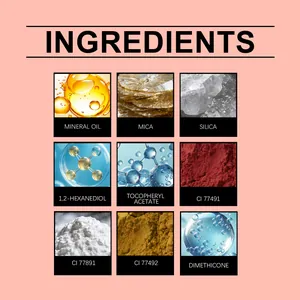 Detailed ingredient list visualization for Zephoco silky smooth cream blush texture
