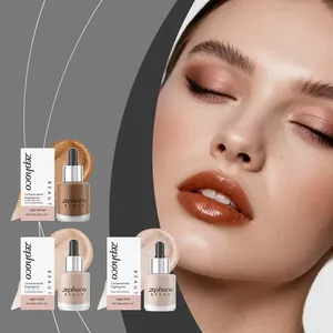 Σετ υγρών highlighter Zephoco με μοντέλο που δείχνει λαμπερό αποτέλεσμα μακιγιάζ