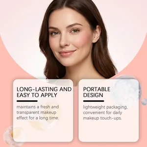 Long-lasting crimson silky blush demonstrated on model for a natural daily makeup look.