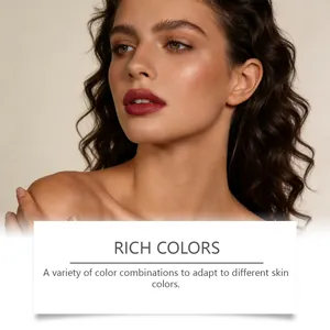 Maquillaje profesional con sombra de ojos y lápiz labial de una paleta de color