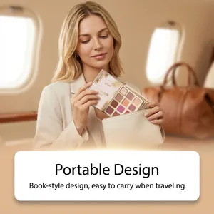 Detail view of the portable zephoco foldable makeup palette inside a travel bag