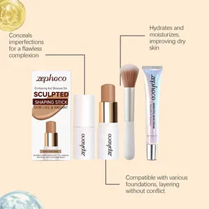 Set per il contouring e la cura della pelle Zephoco per pelli scure con pennello