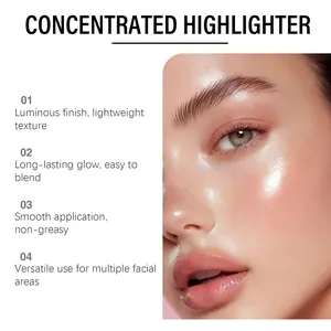 Detailansicht des konzentrierten Highlighters auf der Haut für einen Glow-Effekt