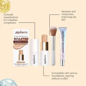 Set de contorno Zephoco con barra moldeadora, crema para piel sensible y un pincel suave