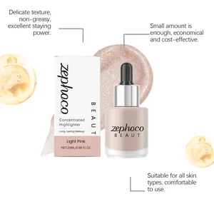 Detailansicht des Zephoco flüssigen Highlighters in Hellrosa mit schimmernder Textur