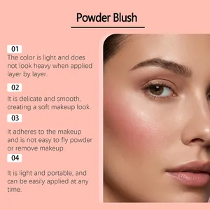 Close-up of crimson silk moisturizing powder blush on skin for a radiant natural look
