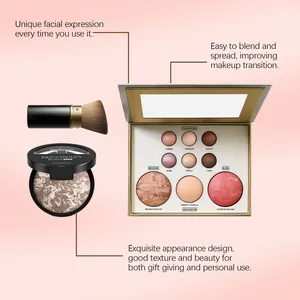 Primer plano de la paleta de maquillaje Zephoco con sombra de ojos y colorete