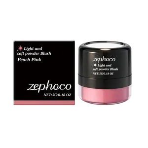 Zephoco Fard in Polvere Leggera e Morbida Rosa Pesca Opaco Trucco Viso Naturale per Donna Cosmetico Minerale a Lunga Durata