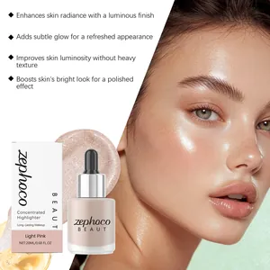 Detailansicht von flüssigem Highlighter und strahlender Haut für tolles Make-up